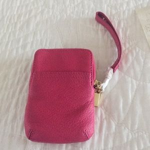 NIB Pink Leather Wristlet